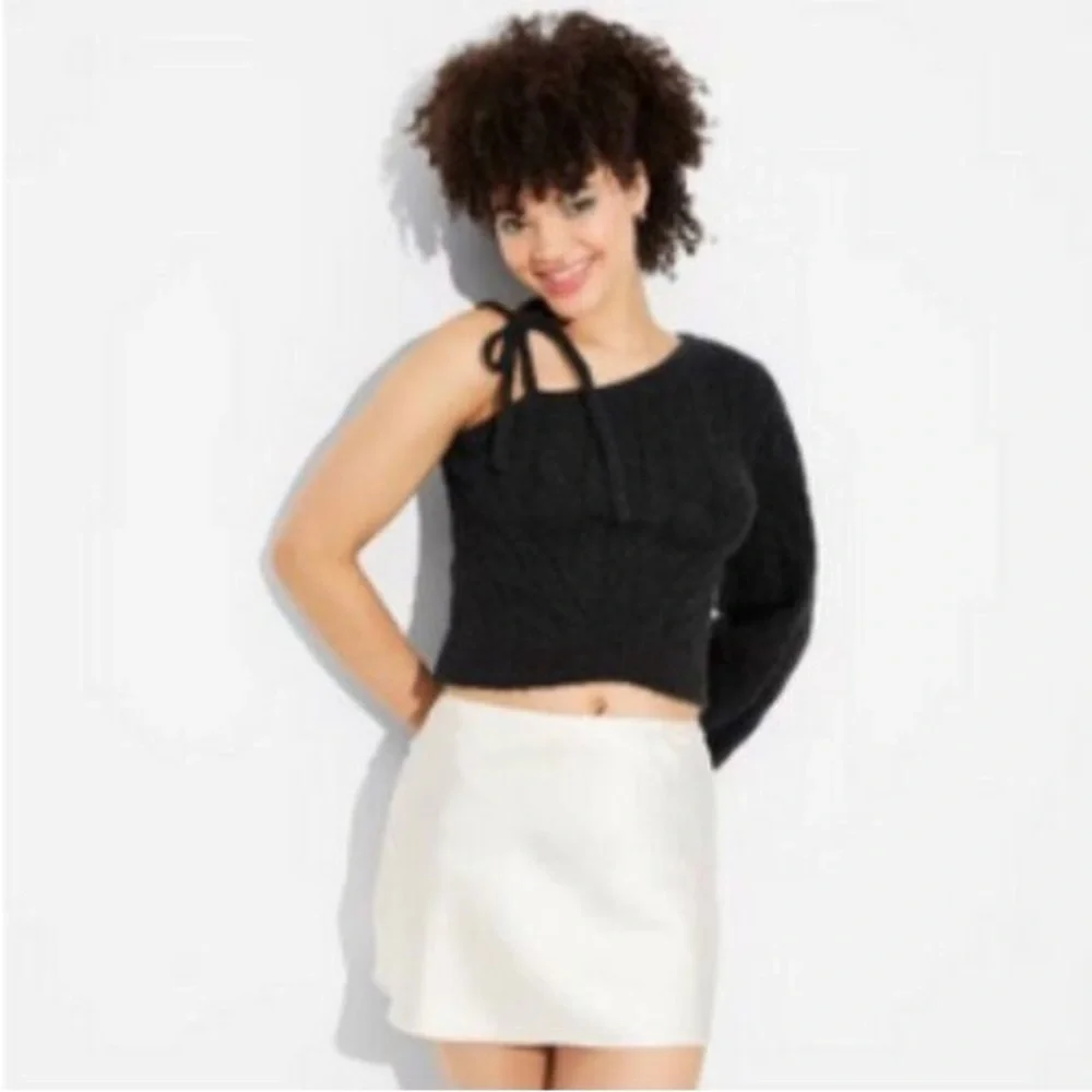 Target “Wild Fable” one shoulder tie cable sweater; size small; NWOT